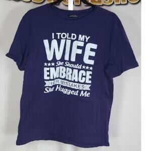 Lilicloth Mens Funny Graphic Tee "I Told My Wife" Blue T-Shirt Size 2XL